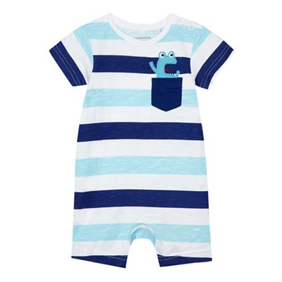 Baby boys' blue striped print romper suit